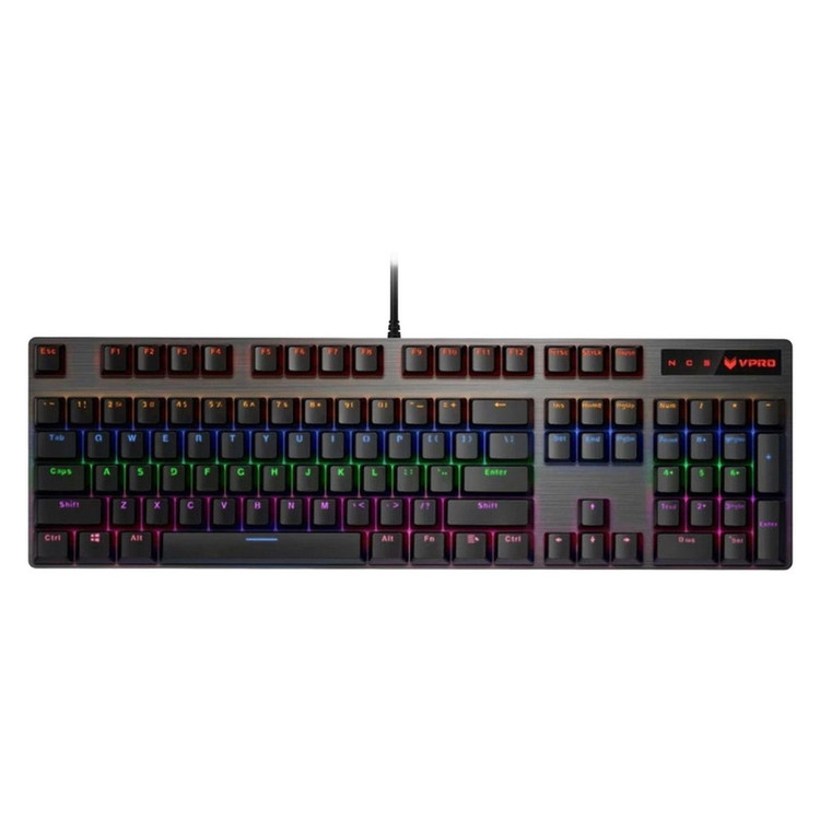 کیبورد مخصوص بازی مکانیکی رپو مدل V500PRO، مکانیکال سوییچ آبی، Full size، نورپردازی RGB